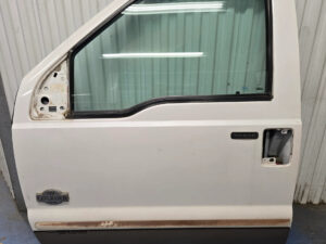 2011-2012 Ford F250 F350 F450 F550 Super Duty Left Front Driver Door w/ Power Window, Pearl White (UG) & Pale Adobe Metallic (LQ)